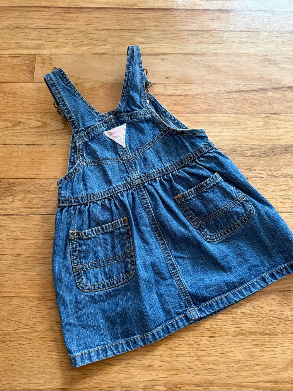 Vintage Denim Embroidered Butterfly Overall Dress for Kids - Blue
